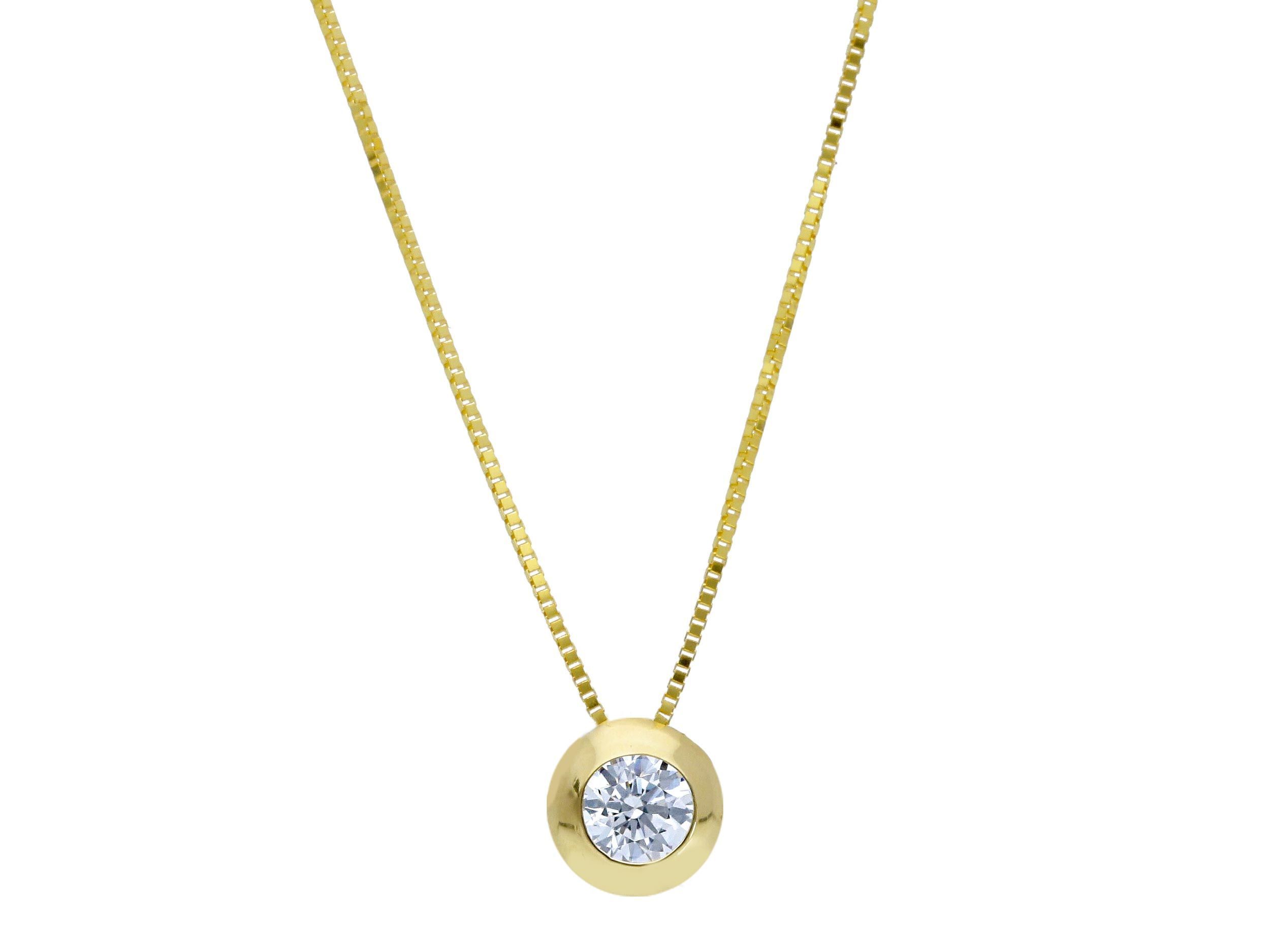 White gold single stone necklace k18 with diamond (code S254224)